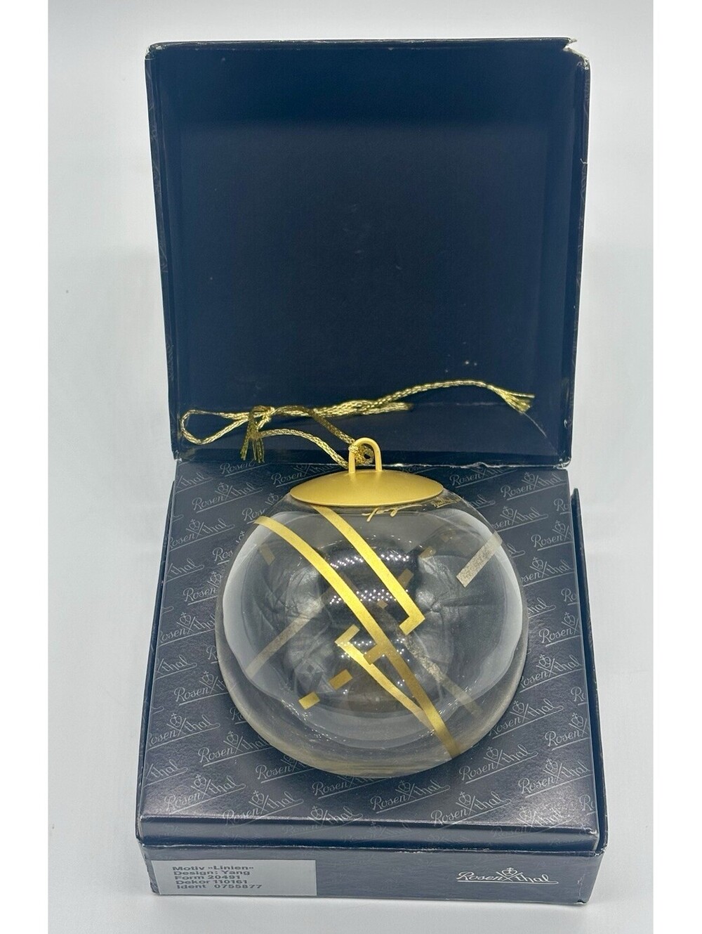 Rosenthal Icarus Linien Glass Ornament Design Yang 20491 Gold Original Box